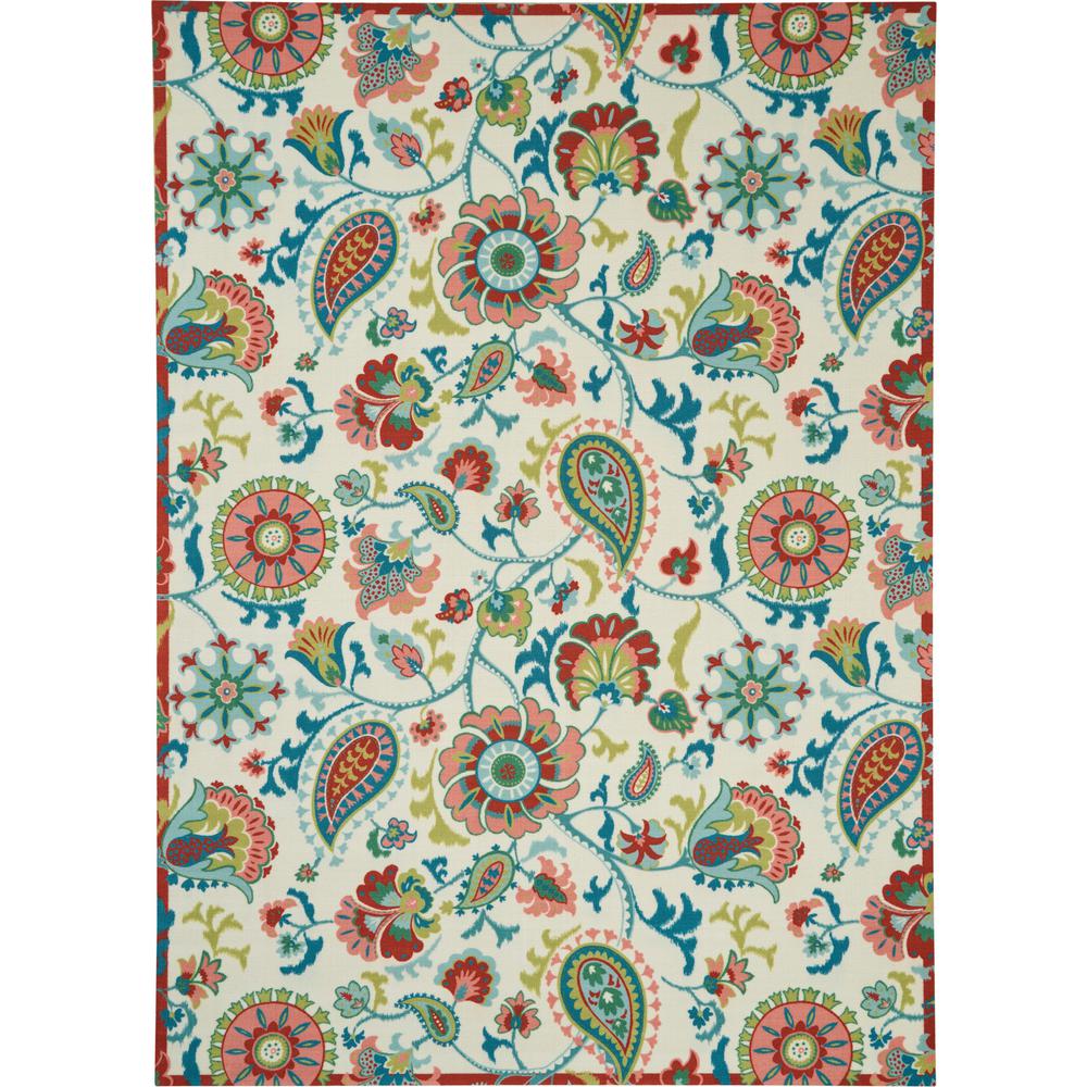 Waverly Sun N Shade Ivory 8 ft. x 11 ft. Floral Traditional Area Rug