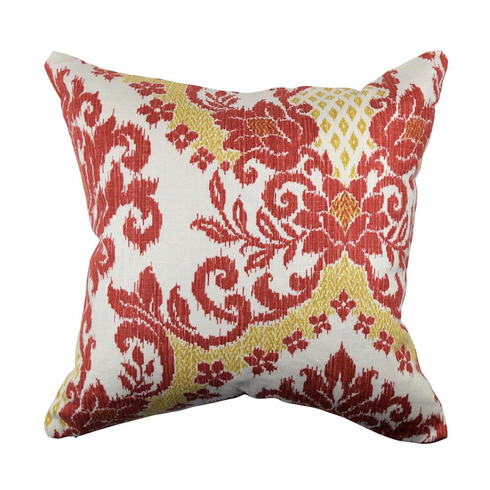 Vesper Lane Red And Gold Damask Linen Throw Pillow Dm01whz18i The Vesper Lane Red And Gold Damask Linen Throw Pillow