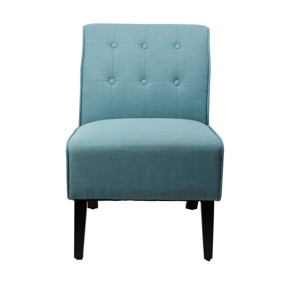 Silverwood Lillian Capri Blue Upholstered Armless Tufted Occasional