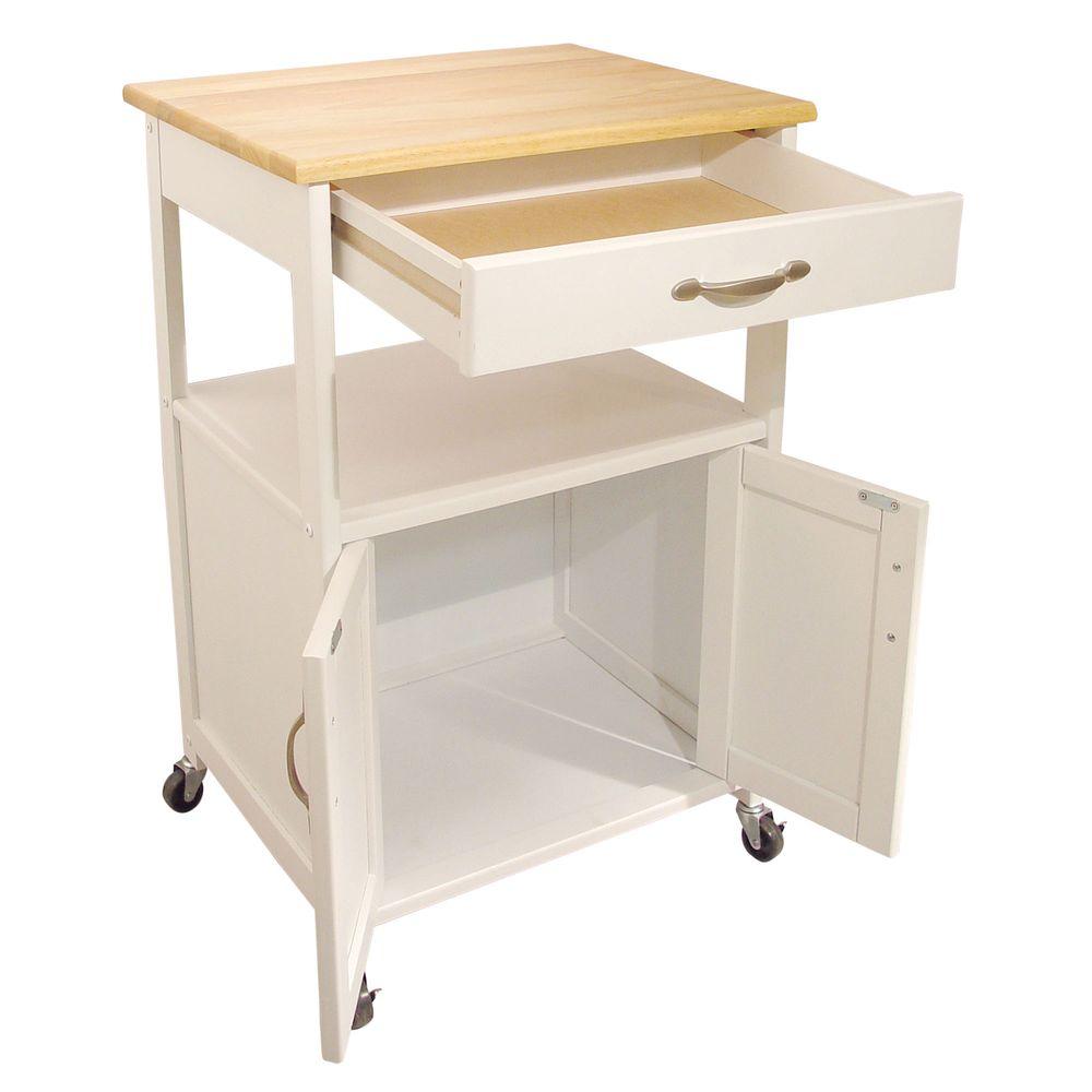 Catskill Craftsmen Cottage White Kitchen Cart With Storage 80690