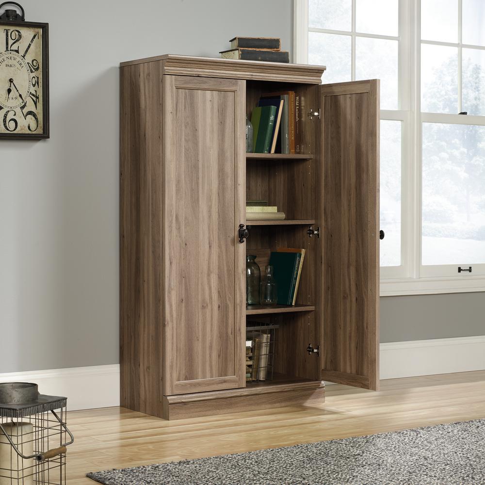 Sauder Barrister Lane Salt Oak Storage Cabinet With Frame Panel