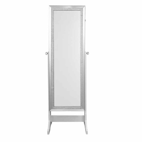 Inspired Home Shimmer Pristine White Crystal Border Cheval Mirror