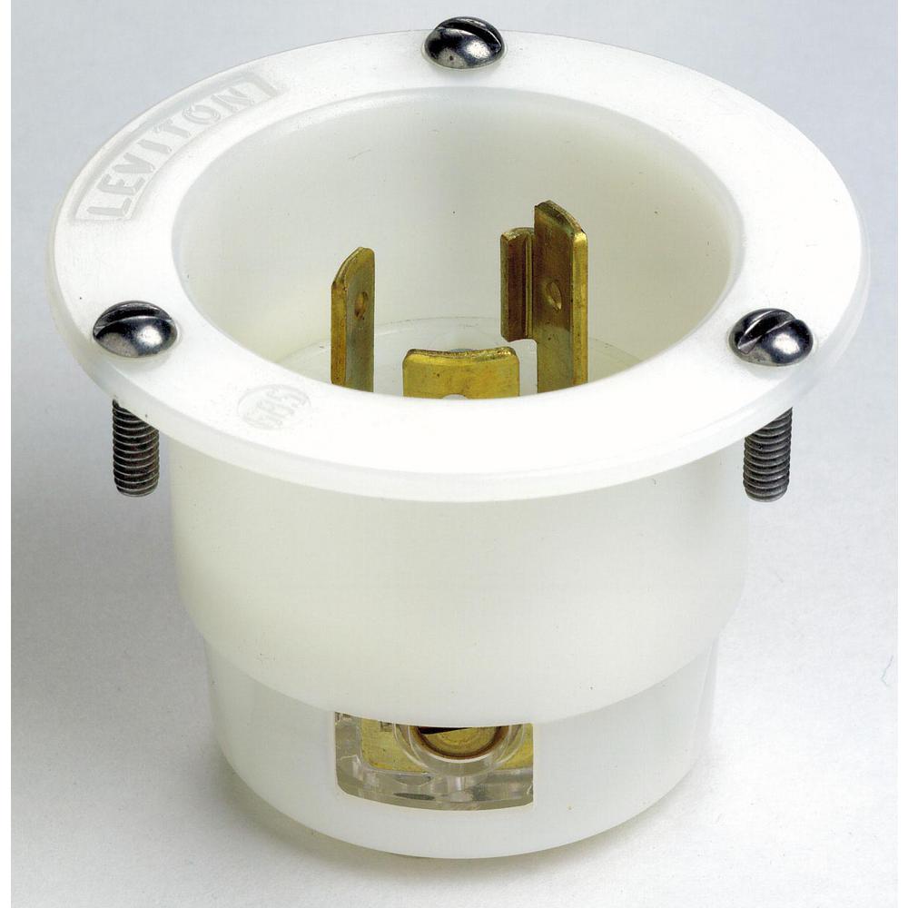 Leviton 20 Amp 125-Volt Flanged Inlet Grounding Locking Outlet, White ...