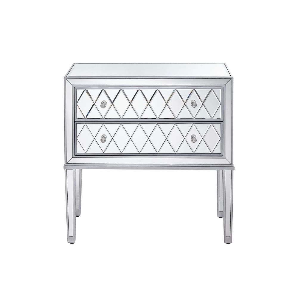 Philip 34 In Antique Silver Paint Finish Nightstand With 2 Drawers Antique Silver Paint Finish Nightstand With 2 Drawers Rectangle Mirror Top