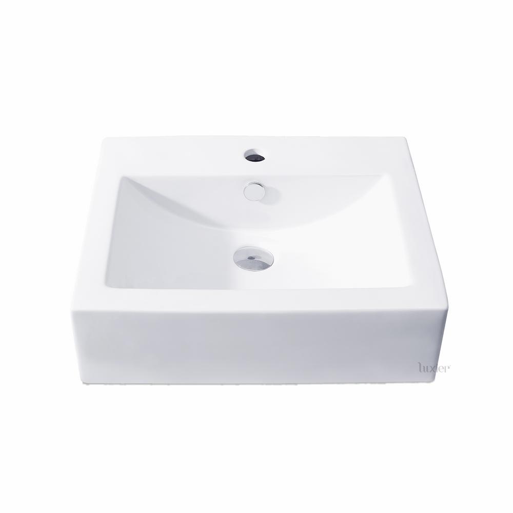 Luxier Bathroom Porcelain Ceramic Vessel Vanity Sink Art Basin In White