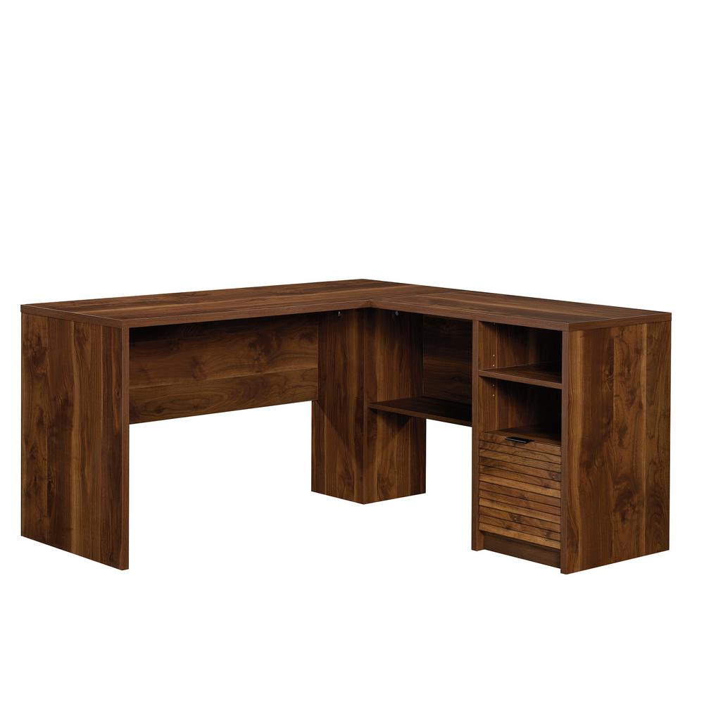 Sauder 59 In L Shaped Grand Walnut 1 Drawer Secretary Desks With File Storage 426509 The Home Depot