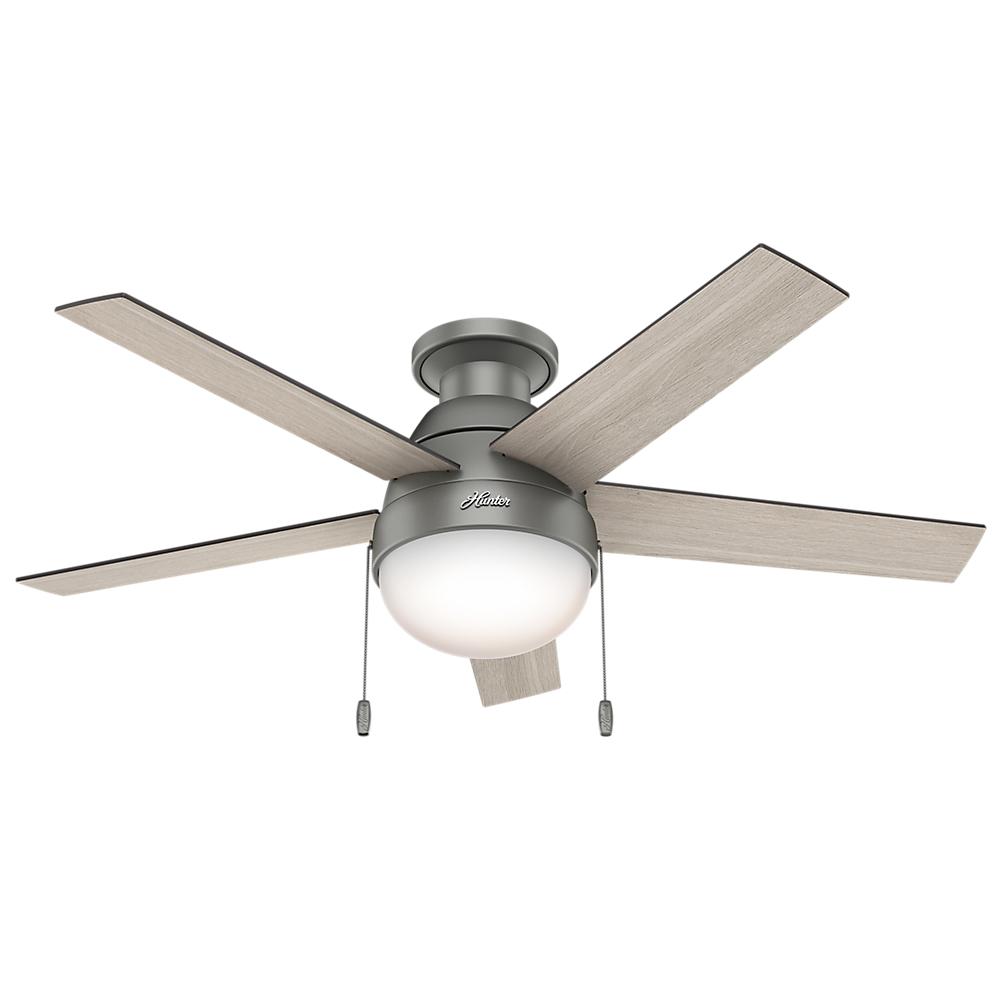 Hunter Anslee 46 in. Indoor Low Profile Matte Silver Ceiling Fan with Light-59270 - The Home Depot