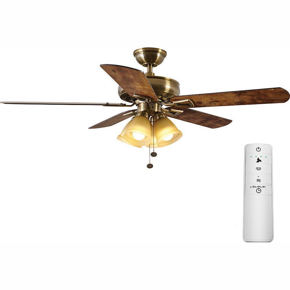 Hampton Bay Lyndhurst 52 In Led Antique Brass Smart Ceiling Fan