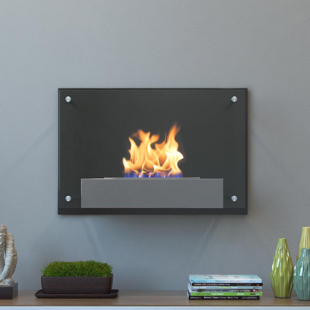Moda Flame Epila 24 in. Wall Mounted Ethanol Fireplace in Black