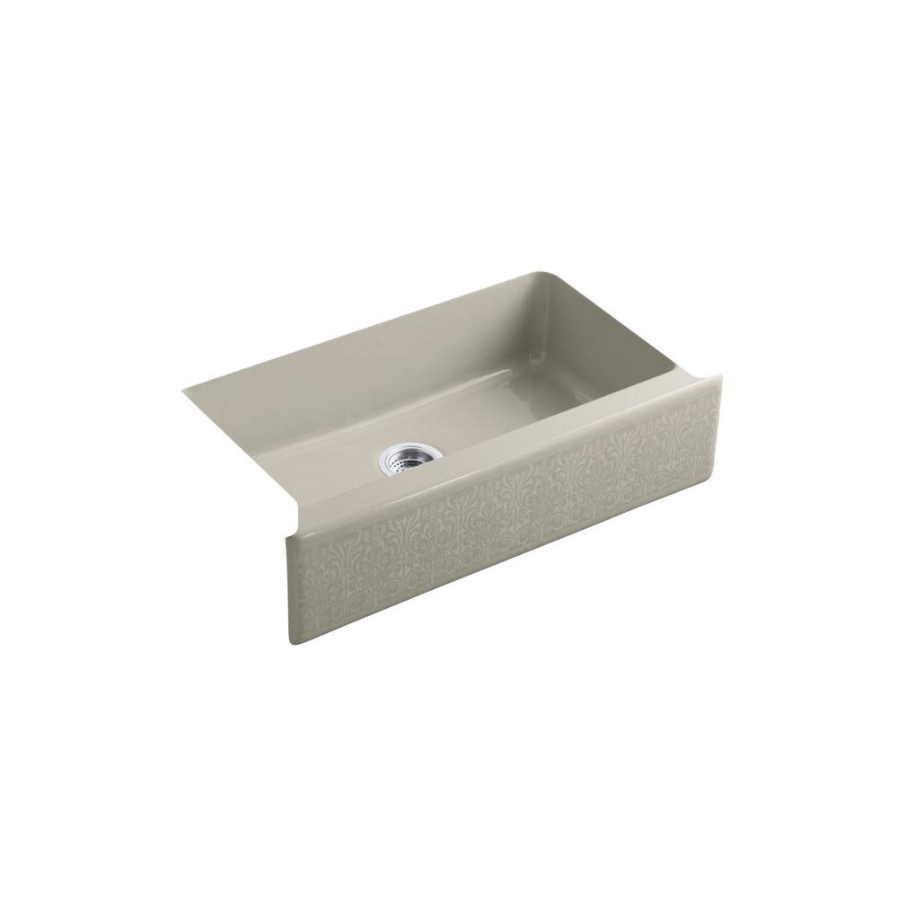 Kohler Inson Farmhouse A Front Cast Iron 33 In 4 Hole Single Basin Kitchen Sink Sandbar K 14579 Kg G9 The Home Depot - Cast Iron Farm Sink 33 Kohler Inson Farmhouse A Front Cast Iron 33 In 4 Hole Single Basin Kitchen Sink Sandbar K 14579 Kg G9 The Home Depot - Cast Iron Farm Sink 33