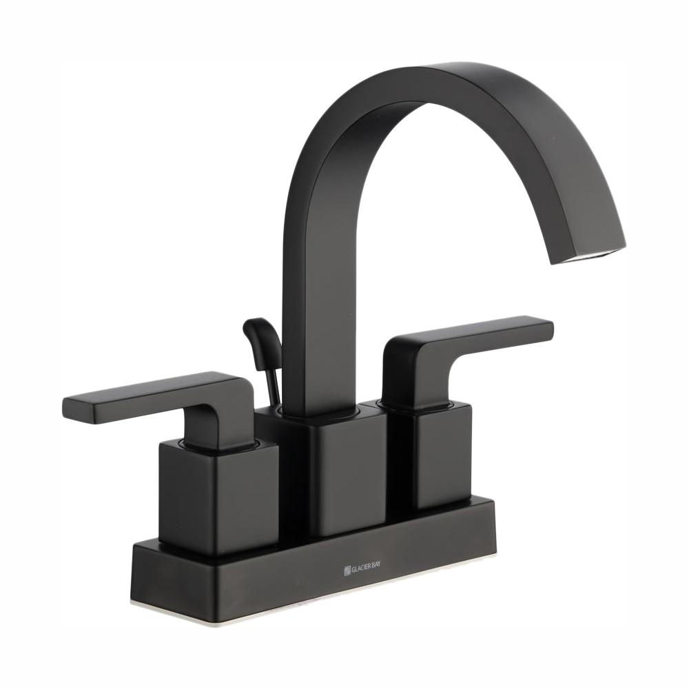 Glacier Bay Farrington 4 In Centerset 2 Handle Hi Arc Bathroom Faucet In Matte Black Hd67750w 6110h The Home Depot