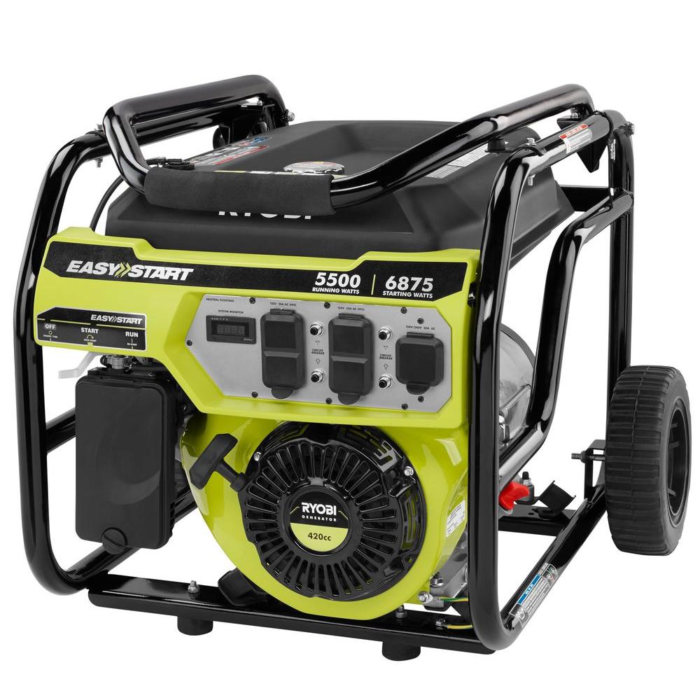 Ryobi 5 500 Running Watt Gasoline Powered Portable Generator Ry905500