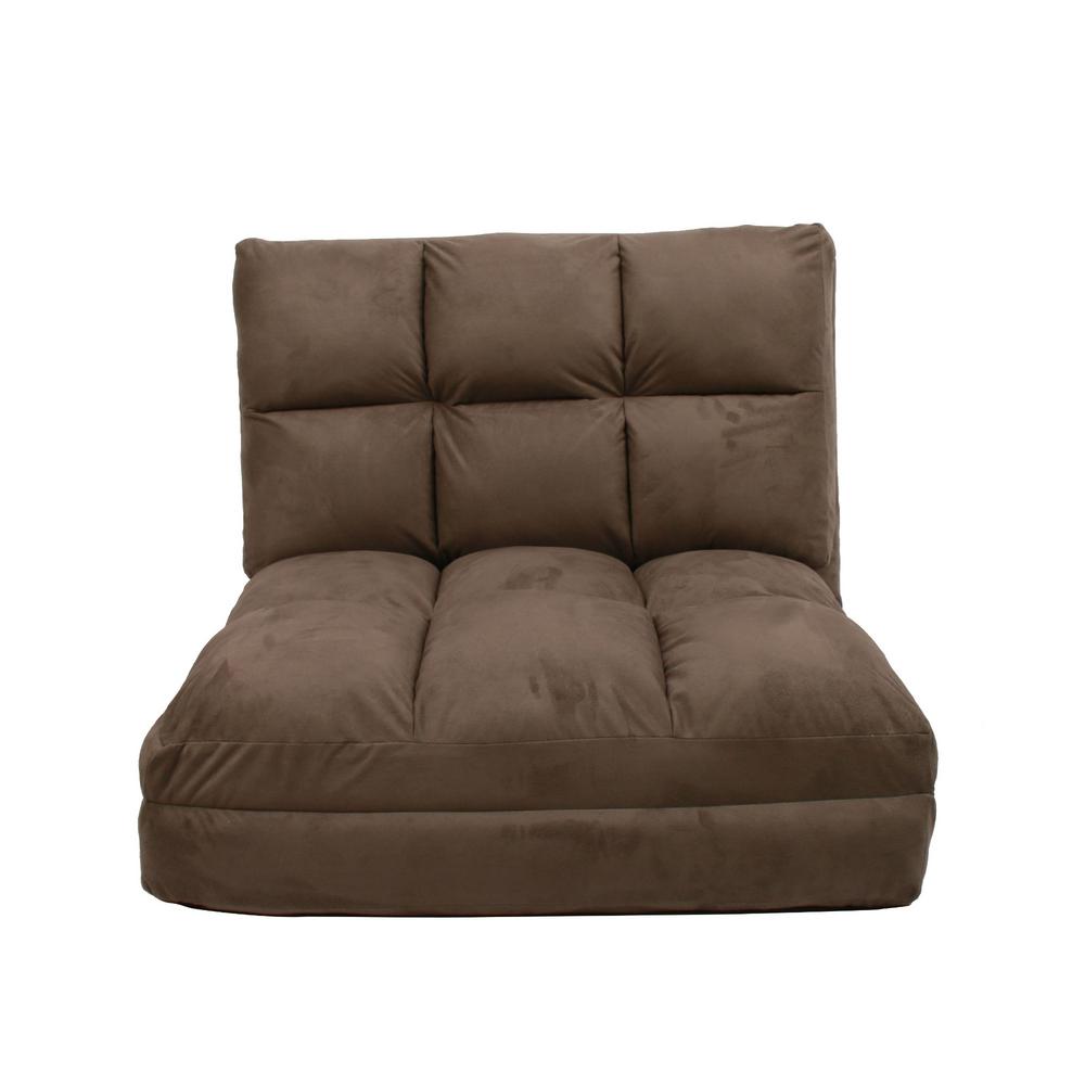 Loungie Microsuede Brown Flip Floor Chair Convertible