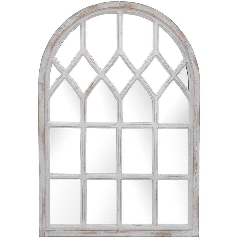 Home Decorators Collection Medium Arched White Windowpane Antiqued Classic Accent Mirror (26 in. H x 36 in. W)