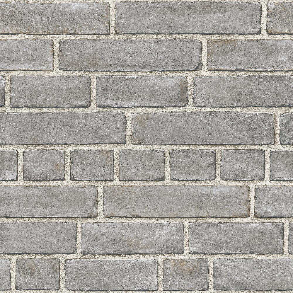 NuWallpaper Grey Brick Facade Peel and Stick Wallpaper SampleNU2236SAM