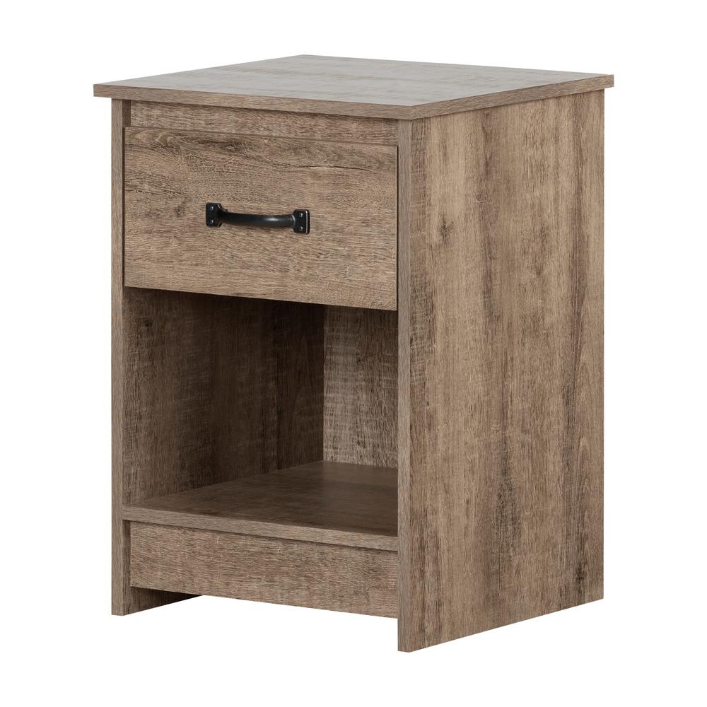 South Shore Tassio 1 Drawer Weathered Oak Nightstand 12416 The Home Depot