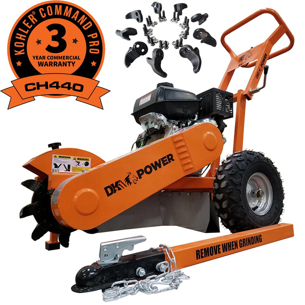 Detail K2 12 in. 14 HP Gas Powered Commercial Stump Grinder with Towbar & Extra Cutting Teeth, 3-Year Kohler & 1-Year DK2 Warranty