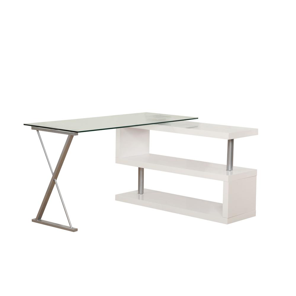 Acme Furniture Buck 2 Piece Clear Glass And White Office