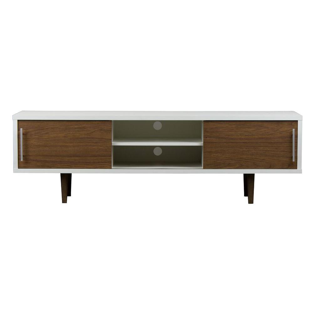 Baxton Studio Gemini Walnut And White Storage Entertainment