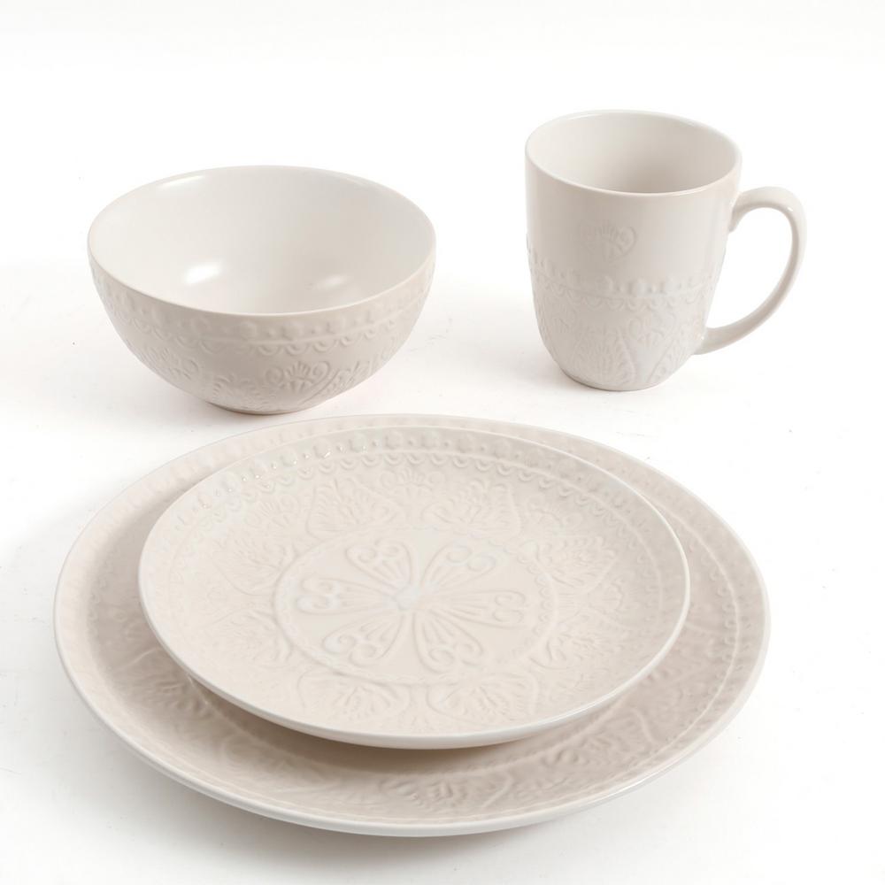 Gibson Elite Milanto 16 Piece Dinnerware Set Cream Home & Garden ...