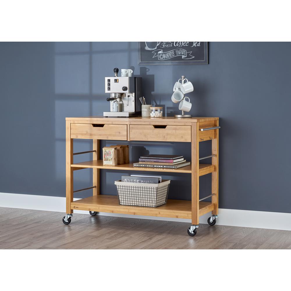 TRINITY 48 in. Bamboo Kitchen Island with DrawersTBFLNA1407 The