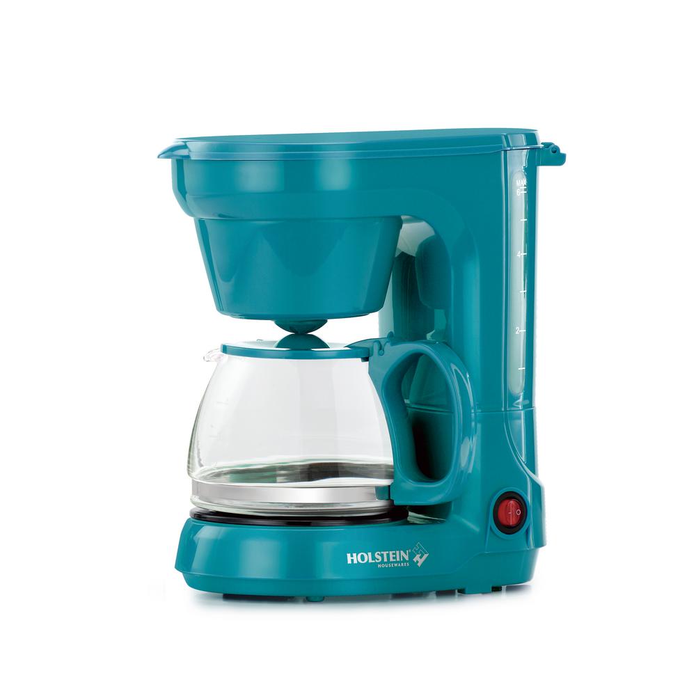 HOLSTEIN HOUSEWARES Everyday 5-Cup Teal Coffee Maker-HH-0914701E - The ...