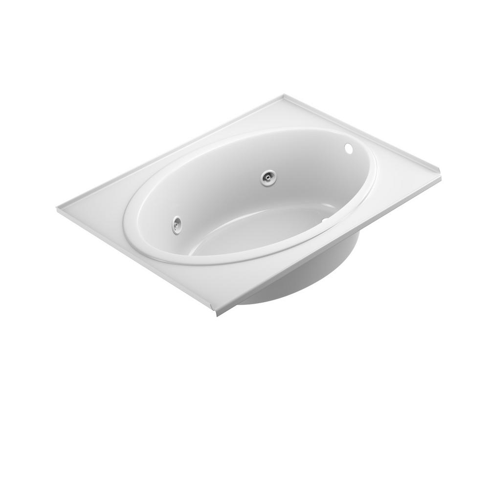 Jacuzzi Nova 60 In X 42 In Acrylic Right Hand Drain Rectangular Drop In Whirlpool Bathtub In White With Tile Flange Not6042wrl2xxw The Home Depot