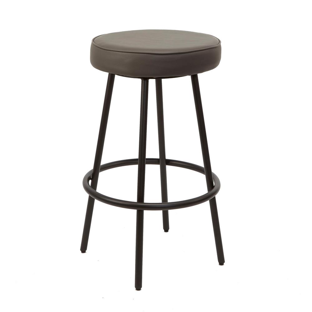 Silverwood 29 in. Charcoal Carly Metal Upholstered Round Backless
