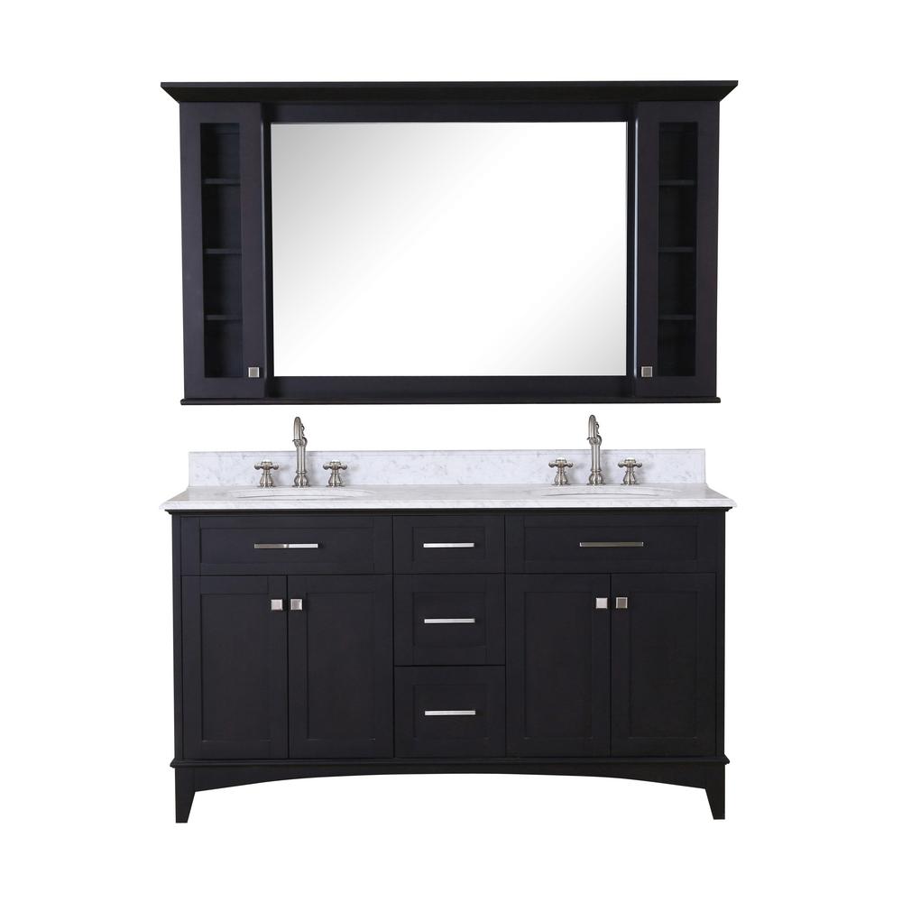 Water Creation Manhattan 60 inch Vanity in Dark Espresso with Marble Vanity Top... by Water Creation