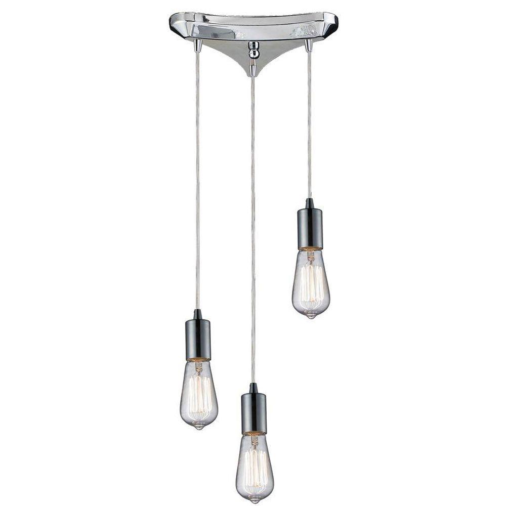 Titan Lighting Menlow Park 3 Light Polished Chrome Ceiling Mount Pendant Tn 7876 The Home Depot