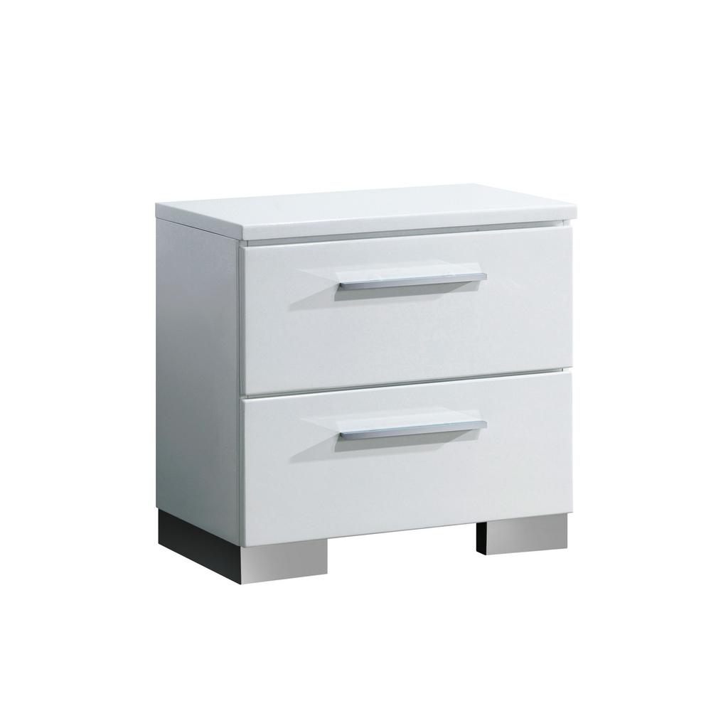 William S Home Furnishing Clementine Glossy White Contemporary Style Nightstand Cm7201n The Home Depot