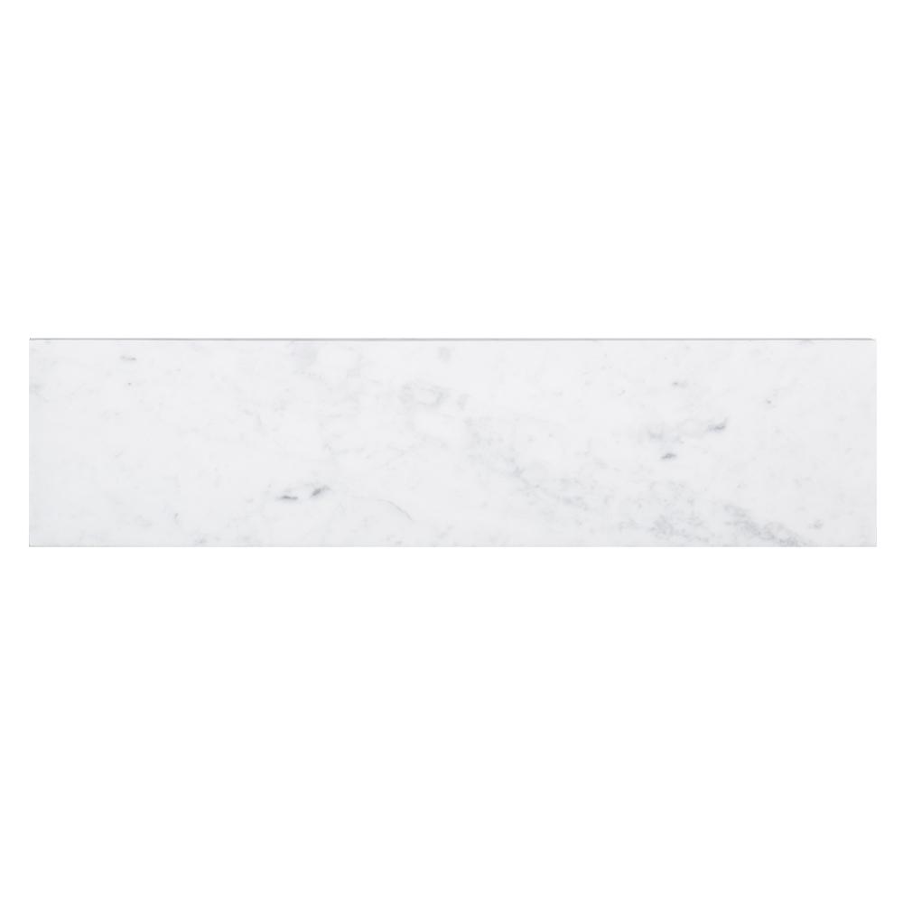 Italian White Carrara 4 in. x 16 in. Honed Marble Floor and Wall Tile (8 sq. ft. / case)