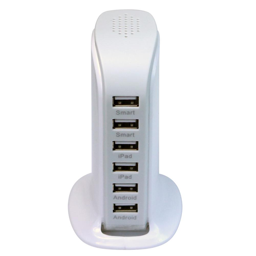 ICOVER 6Port High Speed USB Charging StationIC40W6PWHITE The