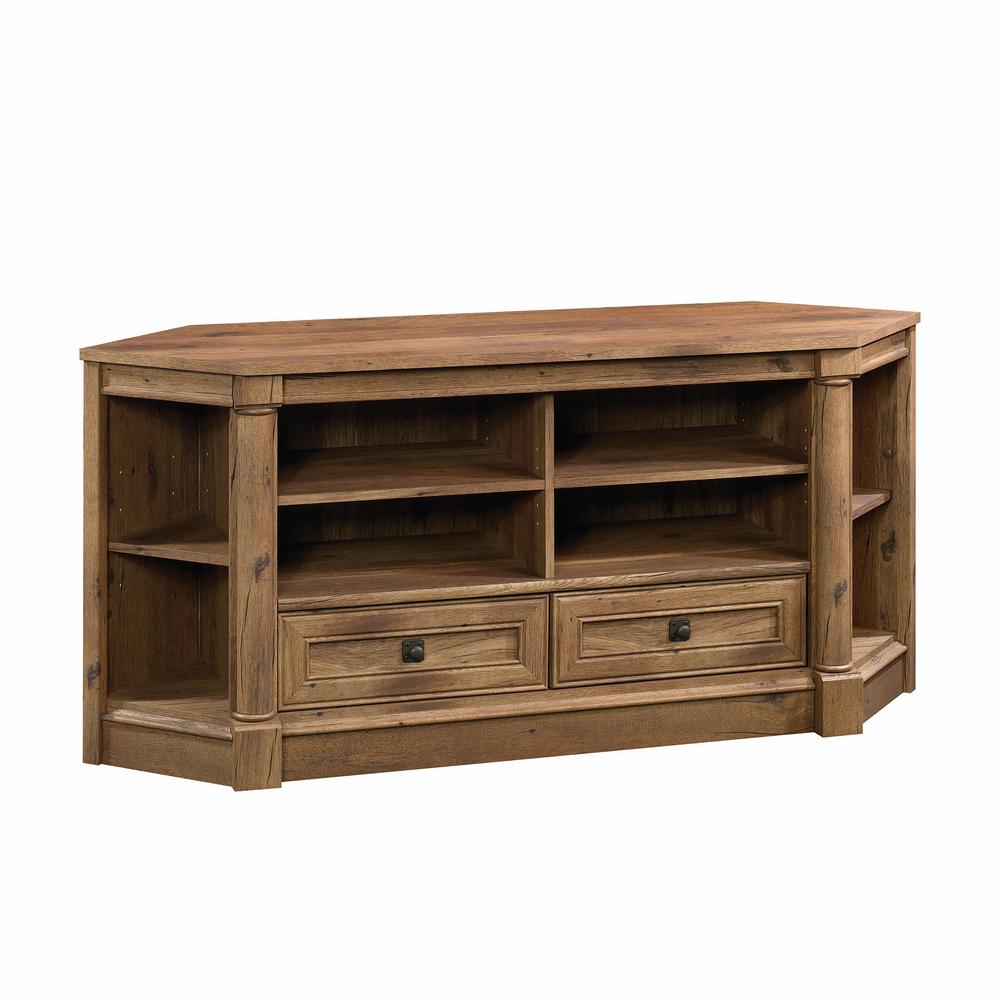 Sauder Palladia Collection Vintage Oak Corner Entertainment Credenza Palladia Collection Vintage Oak Corner Entertainment Credenza Sauder