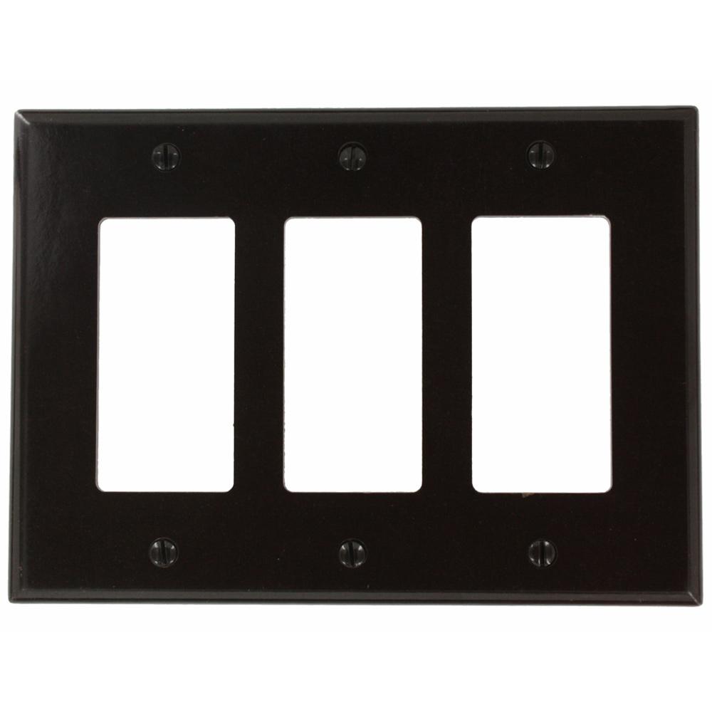 Leviton 3Gang Decora Midway Wall Plate, Brown80611 The Home Depot