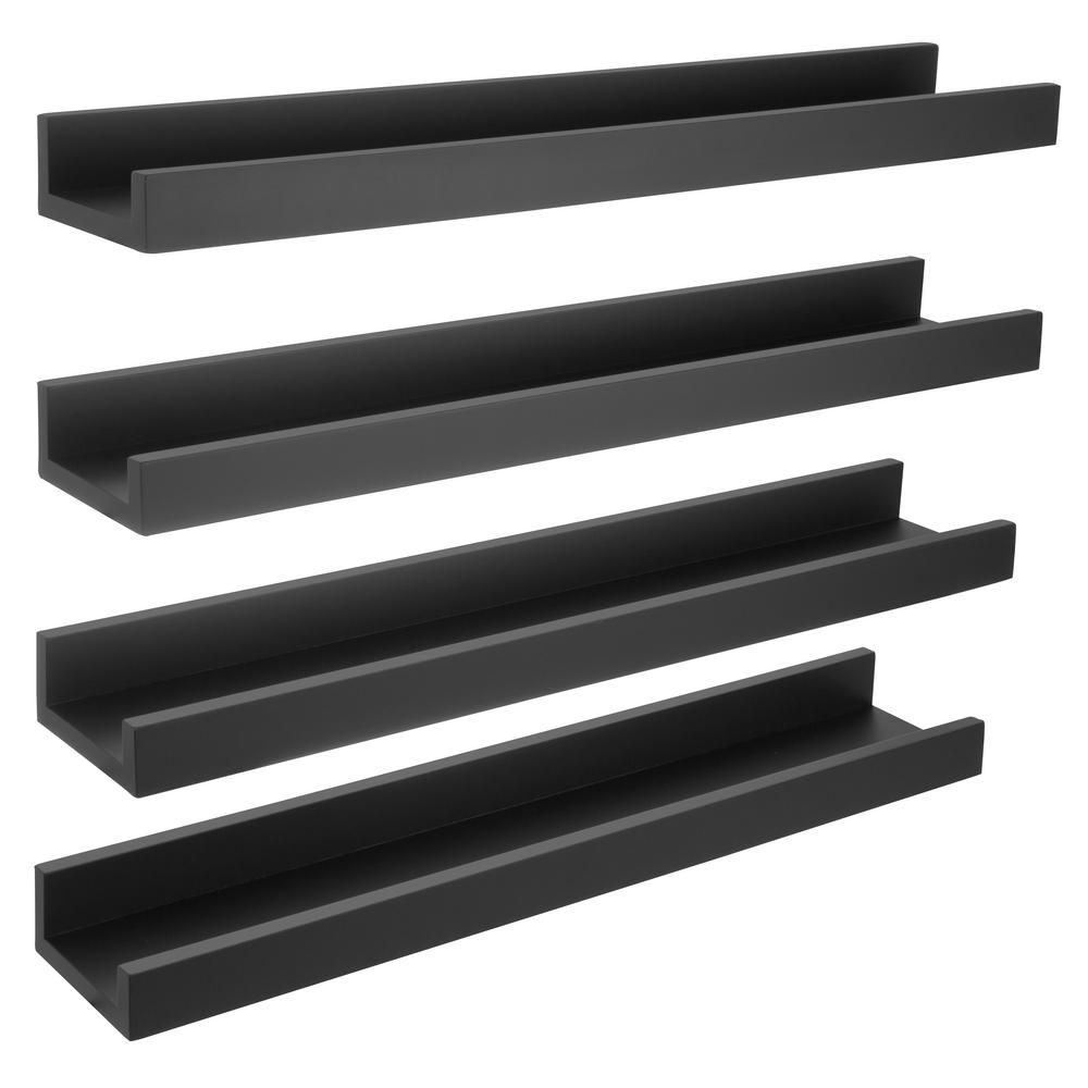 Kiera Grace Edge 23 in. W x 4 in. D Black Picture Frame Ledge(Pack of 4