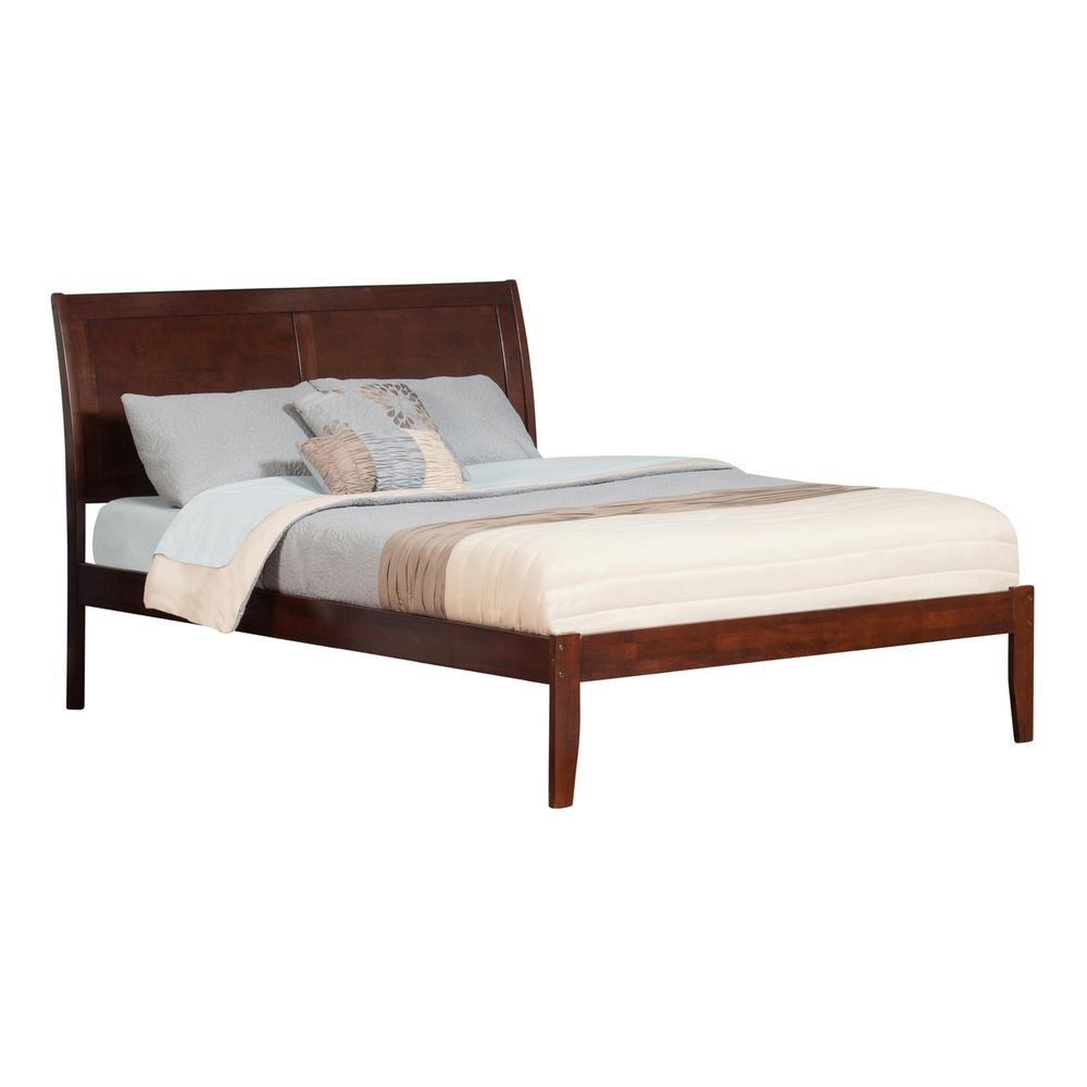Portland Walnut Queen Platform Bed With Open Foot Board