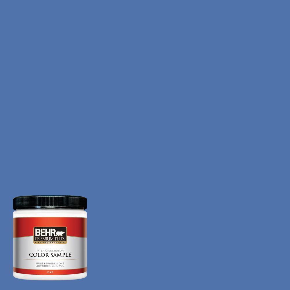 Behr Premium Plus 8 Oz 590b 6 Flying Fish Flat Interior Exterior Paint And Primer In One Sample