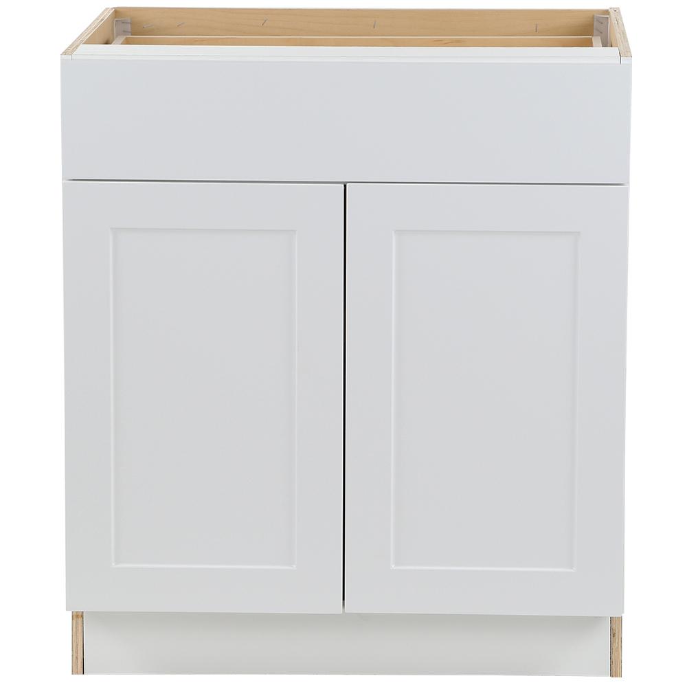 Hampton Bay Cambridge White Shaker Assembled Base Kitchen Cabinet With Soft Close Door 36 In 7494