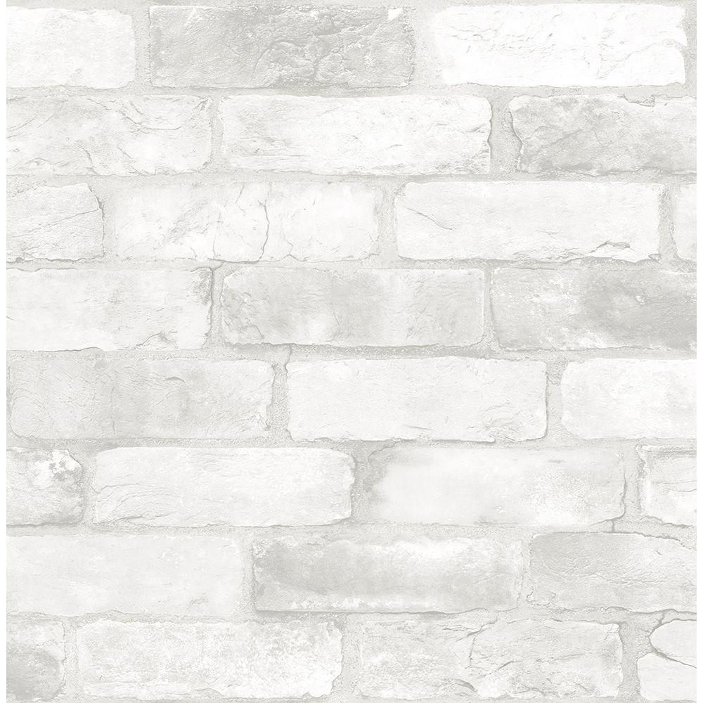 Brewster 56.4 Sq. Ft. Rustin White Reclaimed Bricks Wallpaper 2701 ...