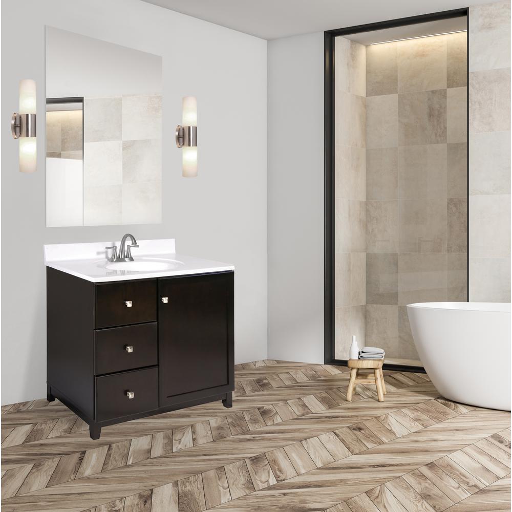 Design House 36 In X 21 In X 33 In Shorewood 1 Door 2 Drawer Vanity With Solid White Cultured Marble Vanity Top With White Basin 612820 The Home Depot