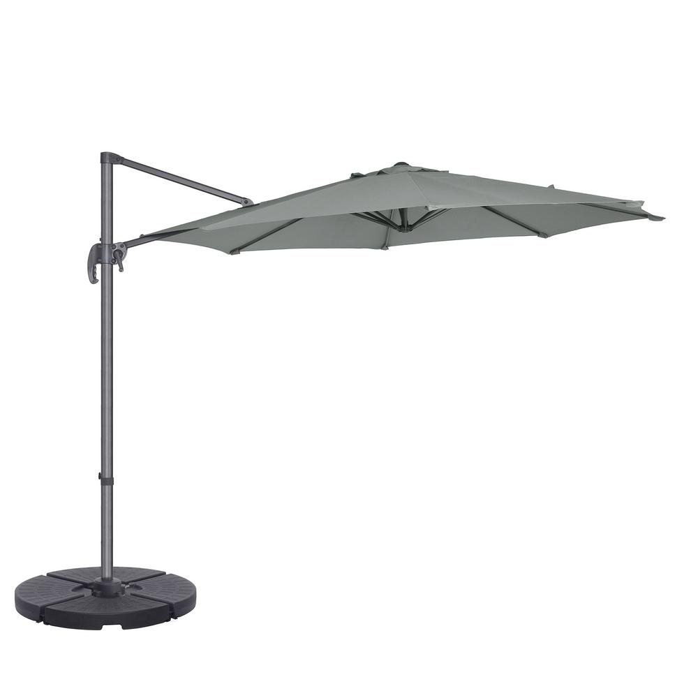 Villacera 10 Ft Steel Cantilever Tilt Patio Umbrella In Gray Hwd630700 The Home Depot