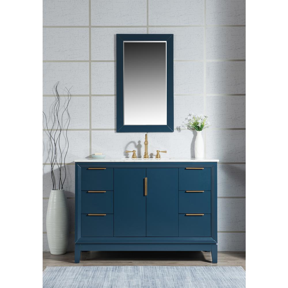 Ancerre Designs Vts Adeline 48 Hb Cw Gd Adeline 48 Inch Bath Vanity Set In Heritage Blue With Italian Carrara White