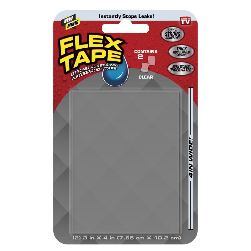 Flex Seal Family Of Products Flex Tape Clear Mini Strong Rubberized Waterproof Tape 2 Patches Tfsclrmini 8 The Home Depot