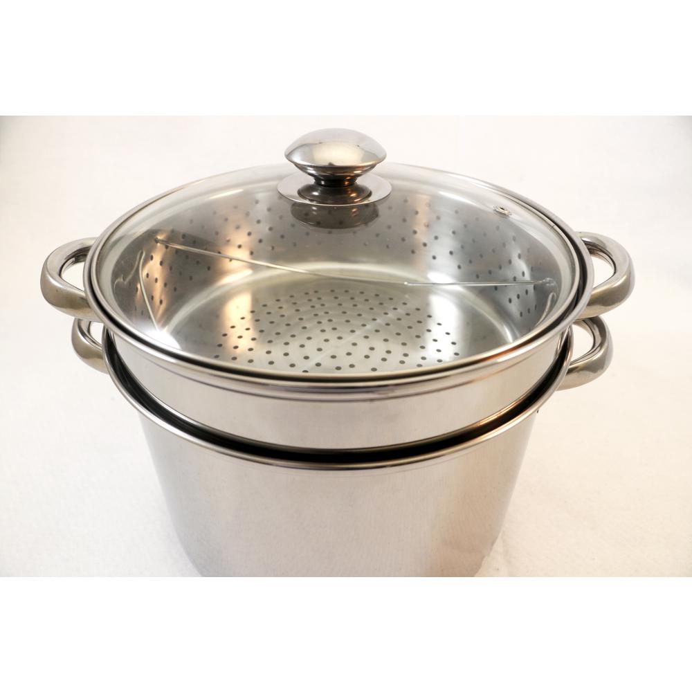 ExcelSteel 8 Qt. 4-Piece 18/10 Stainless Steel Multi-Cooker with ...