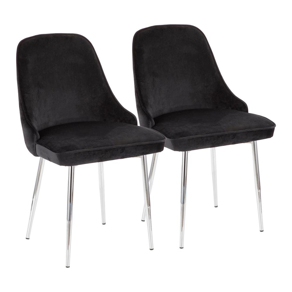 Lumisource Marcel Black Velvet and Chrome Dining Chair (Set of 2)DC