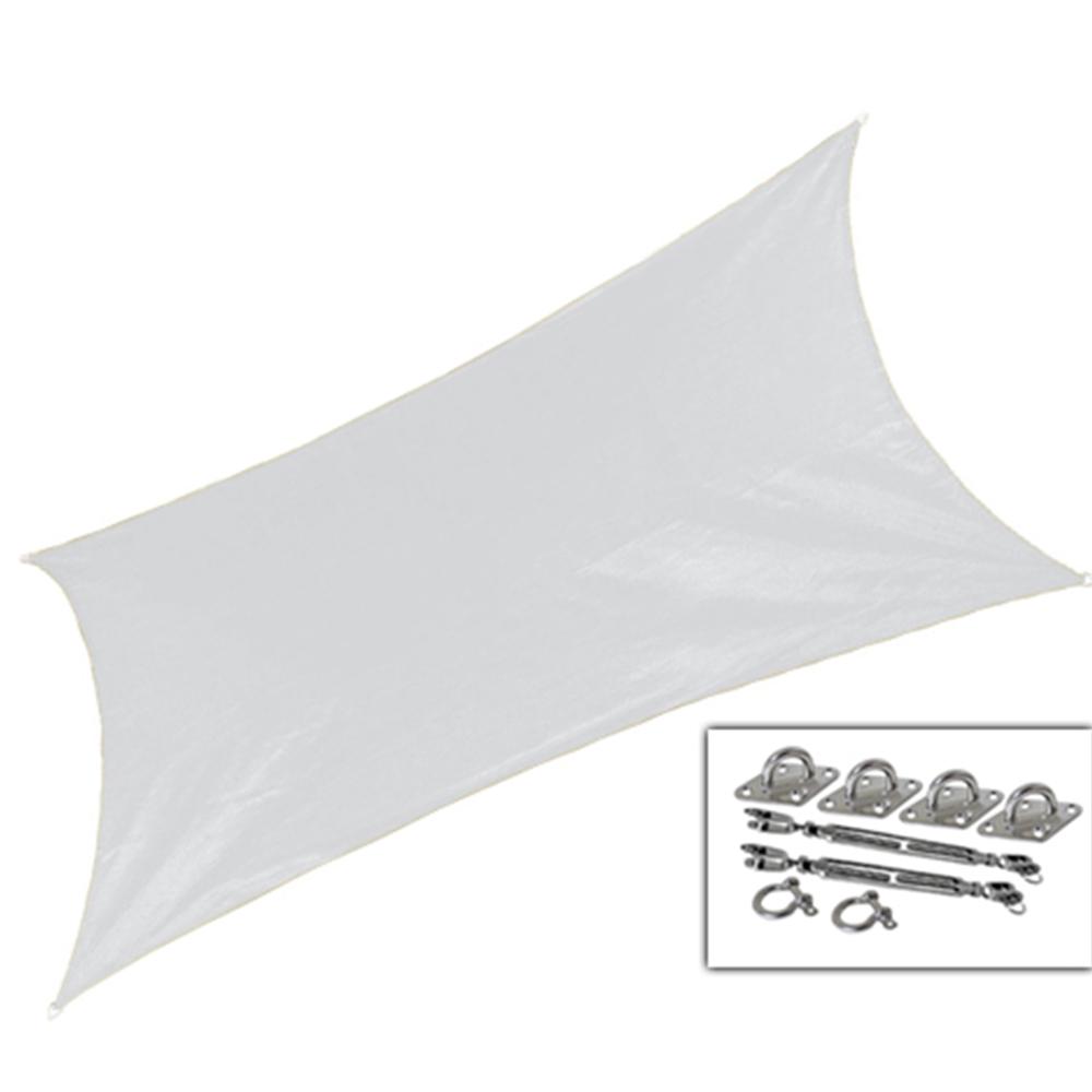 Coolaroo 12 ft. x 10 ft. Ivory Rectangle Ultra Shade Sail with Kit