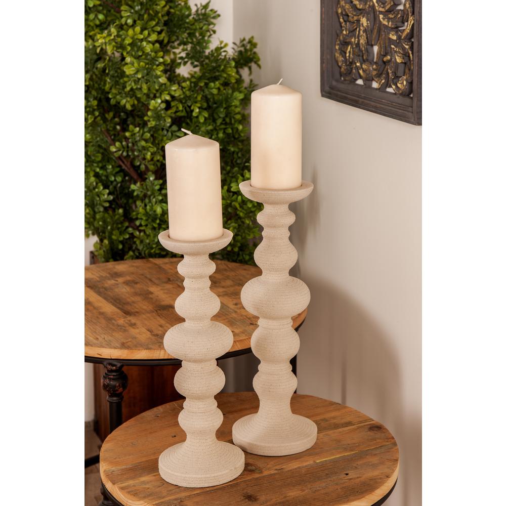 grey candlestick holders