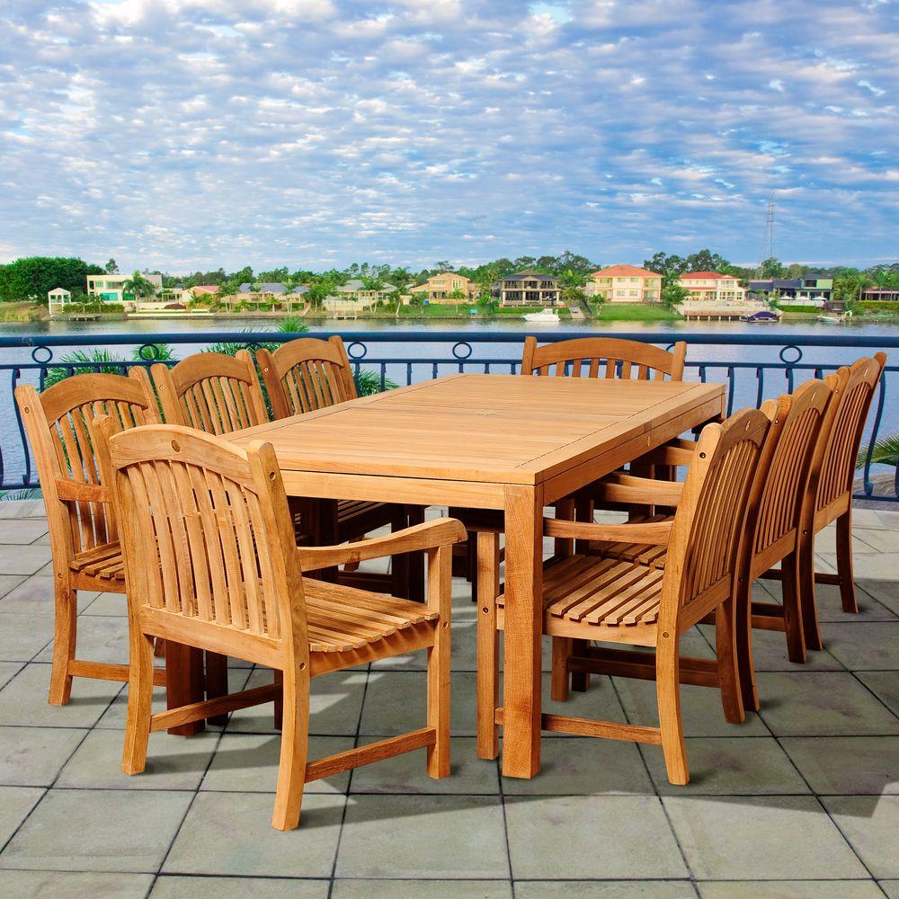 Amazonia Sorum 9Piece Teak Rectangular Patio Dining SetSC RINRECBIG