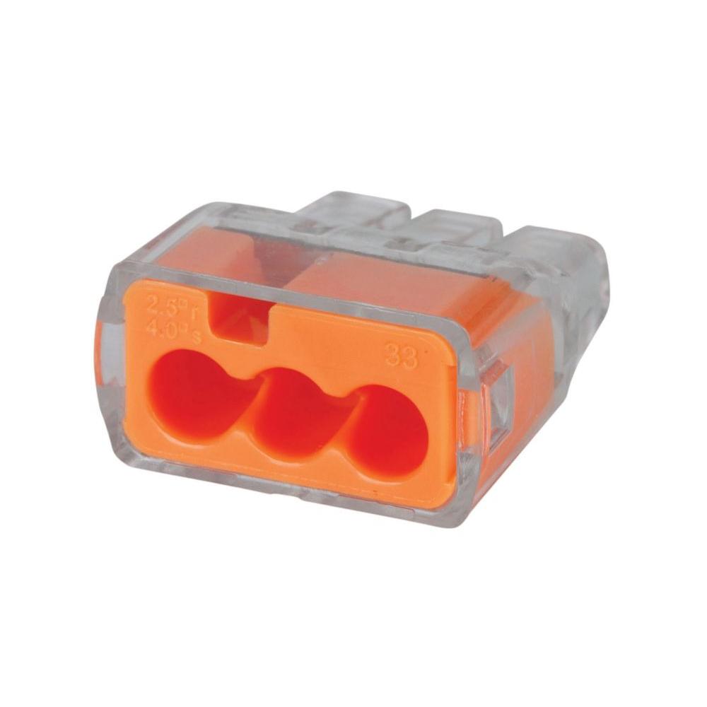 Ideal In-Sure Push-In Wire Connector, 3-Port - Orange (100 Per Bag ...